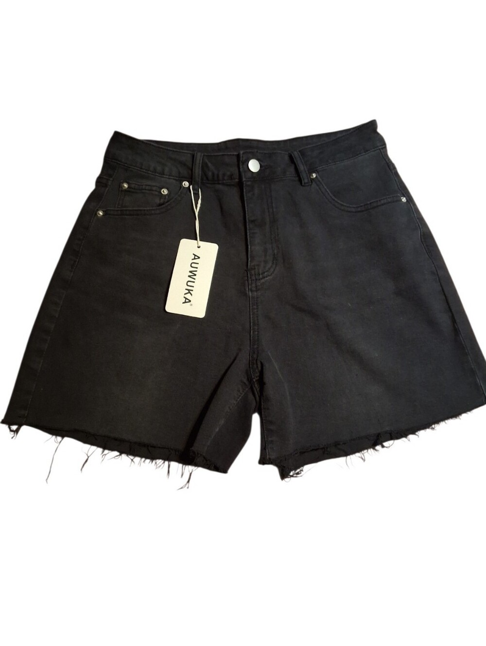 NWT Jeans Black Denim Raw Hem Shorts Size 8 - AUWUKA